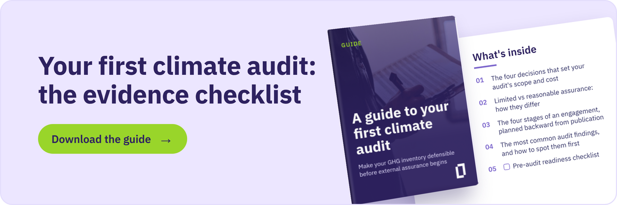 Download A Guide to Your First Climate Audit: the evidence checklist for making your greenhouse gas inventory defensible before external assurance begins