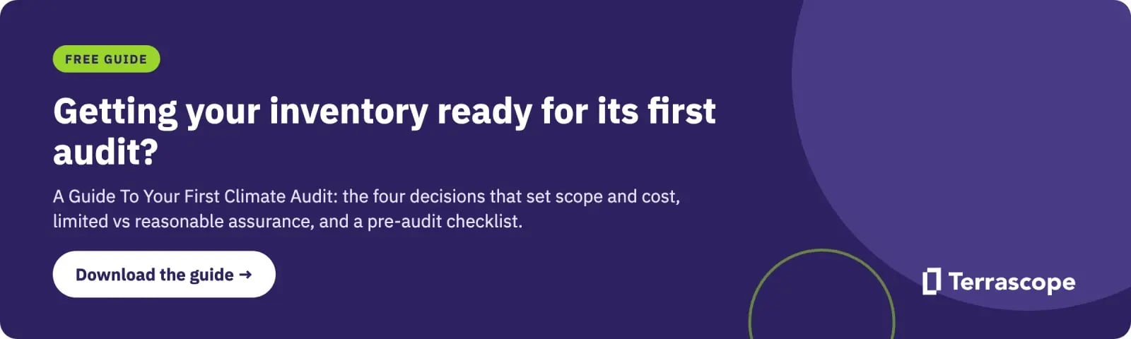 Free guide: A Guide To Your First Climate Audit. Download the guide