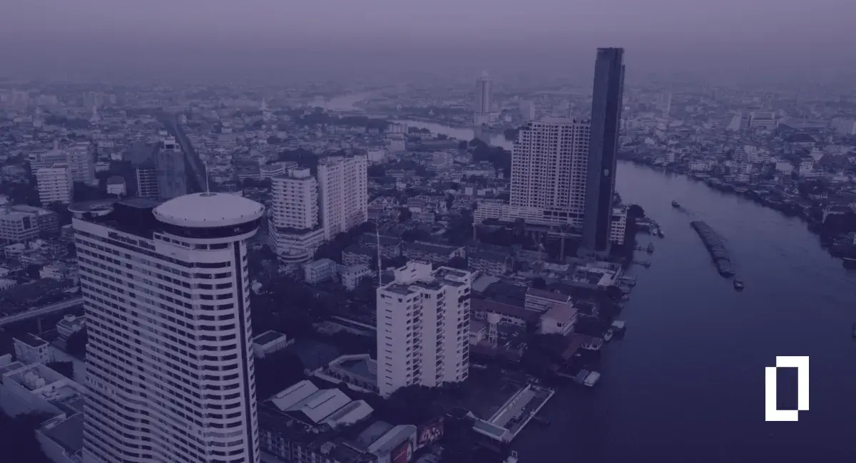 Thailand climate disclosure rules: Bangkok skyline across the Chao Phraya River